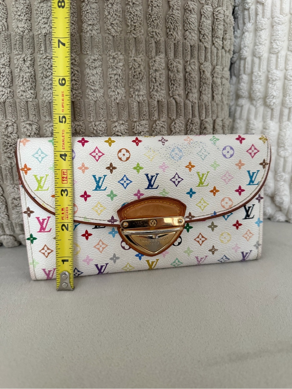 Authentic Louis Vuitton White Multicolor Monogram Wallet with Gold Hardware - Picture 4 of 15